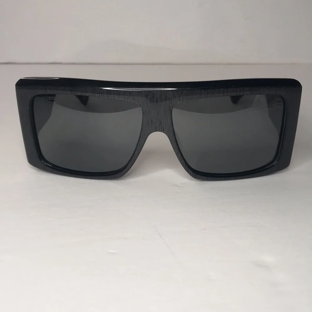 New Authentic Balenciaga Black BB0002S Shield Sunglasses